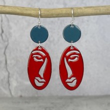 Handcrafted Scottish jewellery - Red Face drop earrings